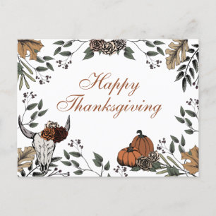 Westerne Thanksgiving Herfst Oogst Bull Skull Feestdagenkaart