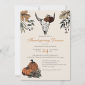 Westerne Thanksgiving Koe Schedel Herfst Oogst Kaart (Voorkant)