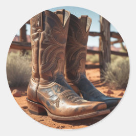 Westerne thema-Stickers | cowboylaarzen Ronde Sticker