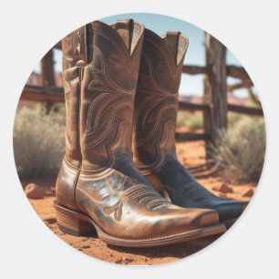 Westerne thema-Stickers cowboylaarzen Ronde Sticker