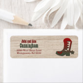 Westerne Thleed Red en Green Holiday Cowboy Boot Etiket (Insitu)