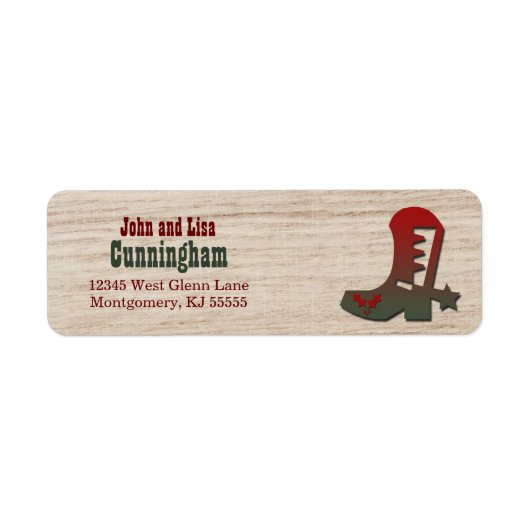 Westerne Thleed Red en Green Holiday Cowboy Boot Etiket (Voorkant)