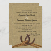 Westerne Touw en Hoefijzers bruiloft Kaart (Voorkant / Achterkant)