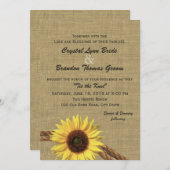 Westerne Touw en Zonnebloem bruiloft Kaart (Voorkant / Achterkant)
