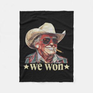 Westerne Trump Cowboy We Won American Flag Cowboy Fleece Deken