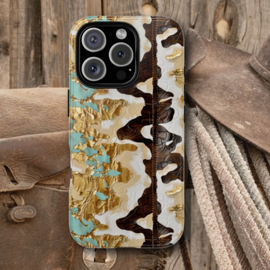 Westerne Turquoise Leather Style Vrouwen Case-Mate iPhone Case