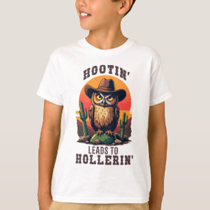 Westerne uil cowboy hootin leidt naar hollerin t-shirt