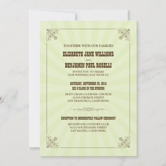 Westerne uitnodiging tot weddenschap met Vintage ( (Voorkant)