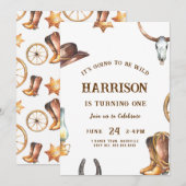 Westerne uitnodiging van Birthday Cowboy Rodeo (Voorkant / Achterkant)