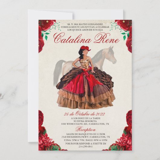 Westerne uitnodiging van Quinceanera Quince Anos (Voorkant)