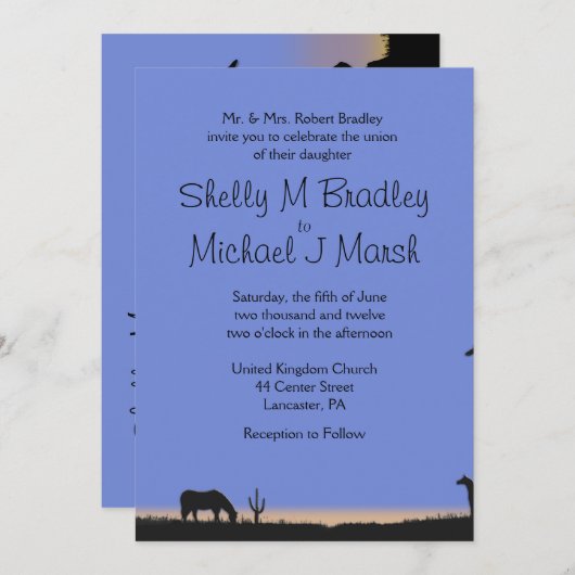 Westerne uitnodiging voor bruiloft (Voorkant / Achterkant)