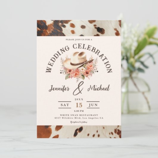 Westerne uitnodiging voor bruiloft (Staand voorkant)