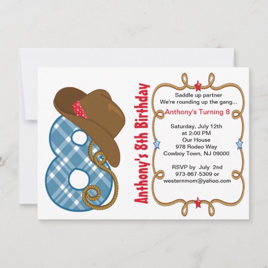 Westerne uitnodiging voor de geboorte van Big Eigh (Voorkant)