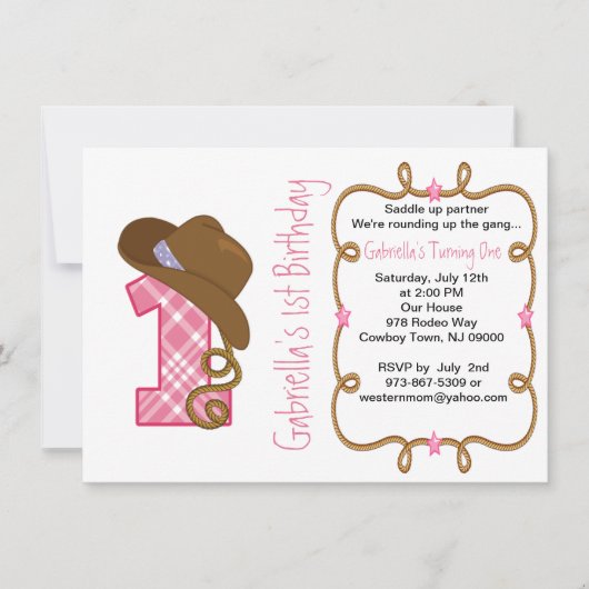 Westerne uitnodiging voor de geboorte van Big One (Voorkant)