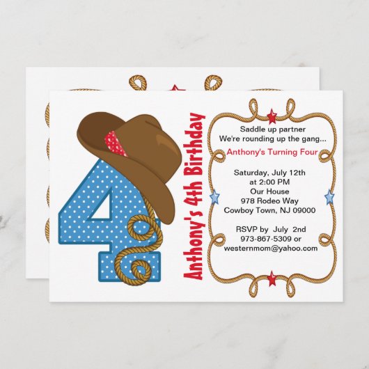 Westerne uitnodiging voor de viering van Big Four  (Voorkant / Achterkant)