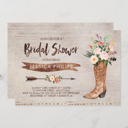 Westerne uitnodiging voor een bridal (Voorkant / Achterkant)