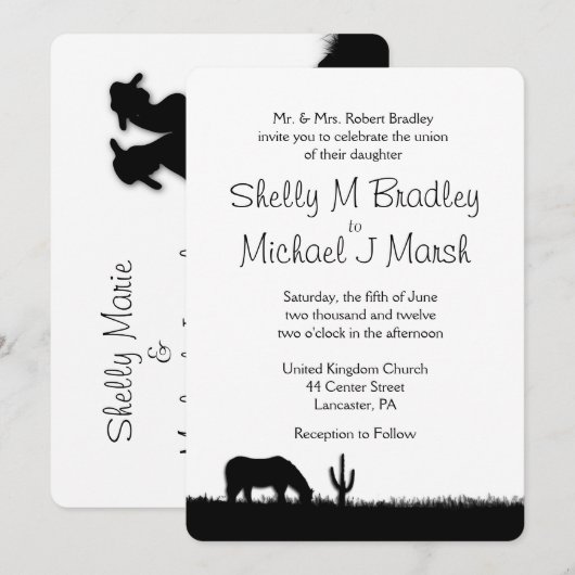 Westerne uitnodiging voor huwelijksthema (Voorkant / Achterkant)