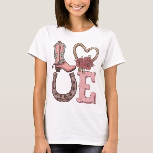 Westerne Valentijnsdag Liefde T-shirt (Voorkant)