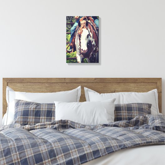 Westerne verfpaarden canvas afdruk (Insitu (Slaapkamer))