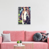 Westerne verfpaarden canvas afdruk (Insitu (Woonkamer))