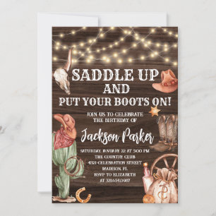 Westerne Verjaardag Cowboy Boots Verjaardagsfeest Kaart