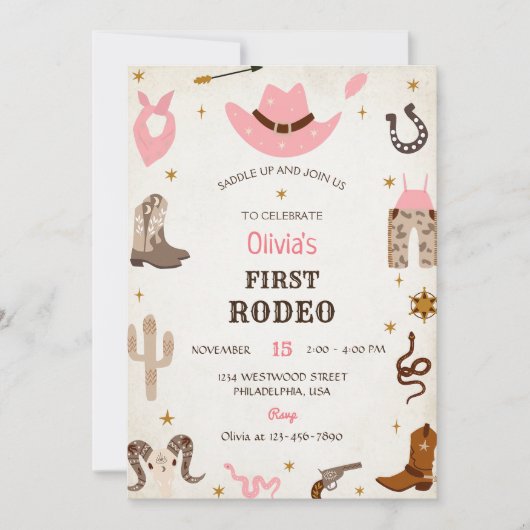 Westerne Verjaardag Rustiek Eerste Rodeo Verjaarda Kaart (Voorkant)