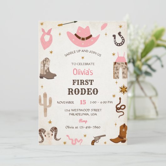 Westerne Verjaardag Rustiek Eerste Rodeo Verjaarda Kaart (Staand voorkant)