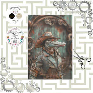 Westerne Victoriaans Steampunk Lady Gator Decoupag Tissuepapier