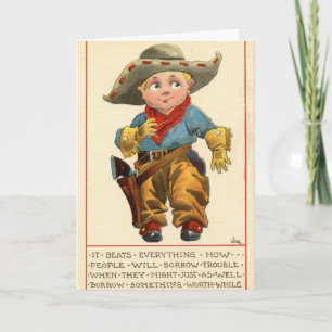 Westerne Vintage 1912 Lil' Cowboy Wenskaart Kaart