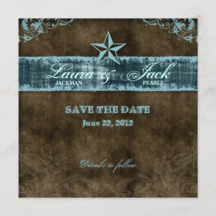 Westerne Vintage Sla de Datum Blauwe Ster van de K Save The Date