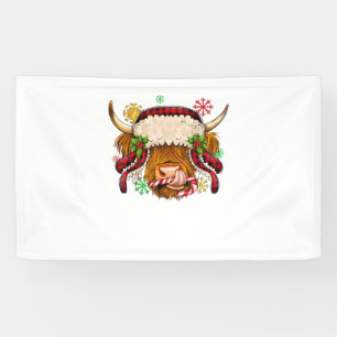 Westerne Vrolijk Kerstfeest Highland Koe Xmas Boer Spandoek