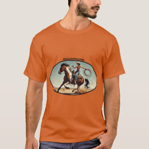 Westerne vrouw Cowgirl op een paard met een touw U T-shirt