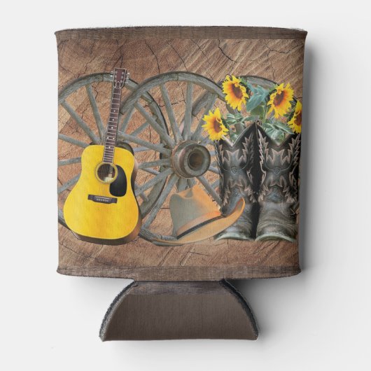 Westerne Wagon Wheel Guitar Cowboylaarzen Zonneblo Blikjeskoeler (Voorkant)