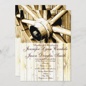 Westerne Wagon Wheel Wedding Invitaties in het lan Kaart (Voorkant / Achterkant)