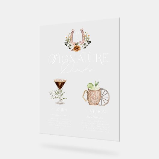 Westerne Waterverf Bruid & bruidegom Signature Dri Acryl Bord (Hoek)