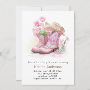 Westerne Waterverf Dreamy Cowgirl Baby shower Kaart