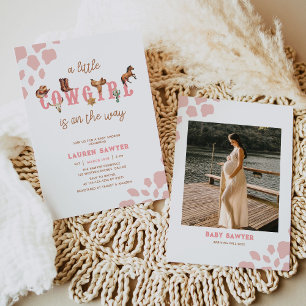 Westerne Waterverf Foto Baby Girl Shower Kaart