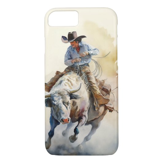 Westerne Waterverf "Rodeo Bull Rider" Case-Mate iPhone Case (Achterkant)
