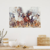 Westerne Waterverf van wilde paarden Poster (Keuken)