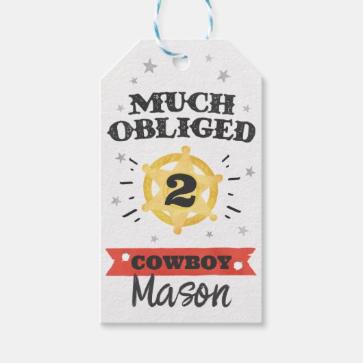 Westerne Waterverf Verjaardag Dank u Labels Cadeaulabel (Voorkant)