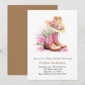 Westerne Waterverf Wildflower Cowgirl Baby shower Kaart (Voorkant / Achterkant)