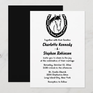 Westerne Wedding Horse Country Hoefijzer Zwart Kaart