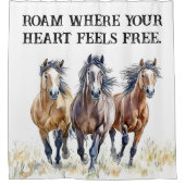 Westerne wilde & gratis Mustang paarden Douchegordijn (Voorkant)