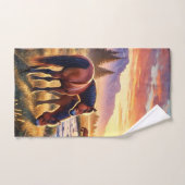 Westerne wilde paarden bij Sunset Handdoek (Handdoek)