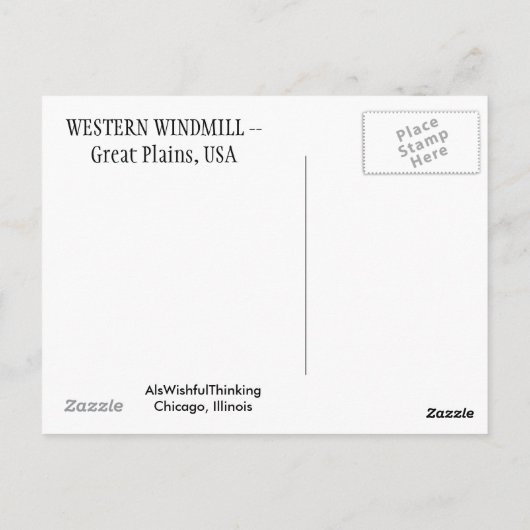 Westerne windmolen briefkaart (Achterkant)