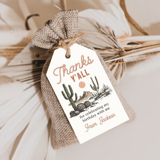 Westerne woestijn cowboy rodeo verjaardagscadeau L Cadeaulabel