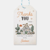 Westerne woestijn eerste rodeo 1e verjaardag cadeaulabel (Achterkant)