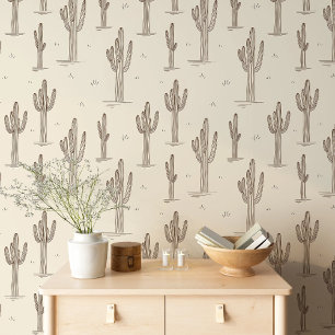 Westerne woestijnlandschap cactus schetsmatige sti behang