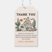 Westerne woestijnrodeo 1e verjaardag cadeaulabel (Voorkant)