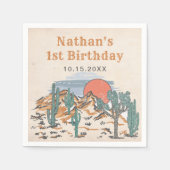 Westerne  woestijnrodeo 1e verjaardag servet (Voorkant)